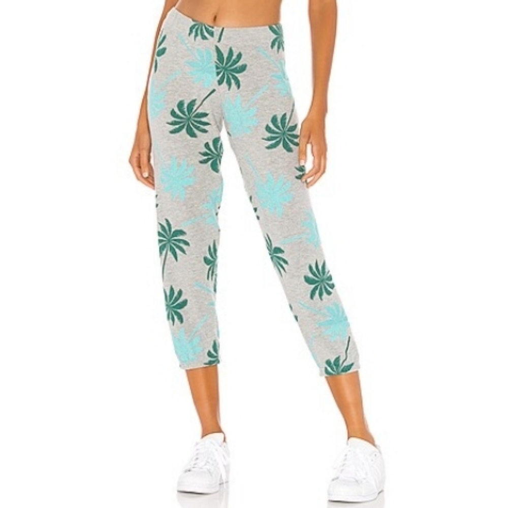 Michael Lauren Nate Cropped Sweatpants Size Large Color Heather Palm Print NWT
